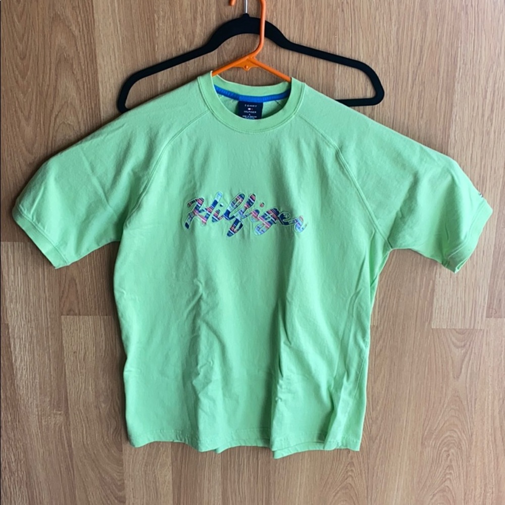 Tommy Hilfiger Green Short Sleeve Shirt L Green/Blue/Pink